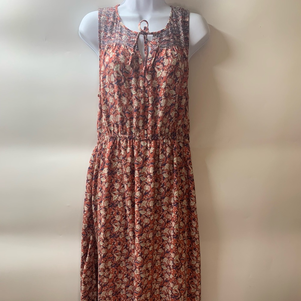 ***SOLD***Lucky Brand Multicolor Floral Midi Dress size M
